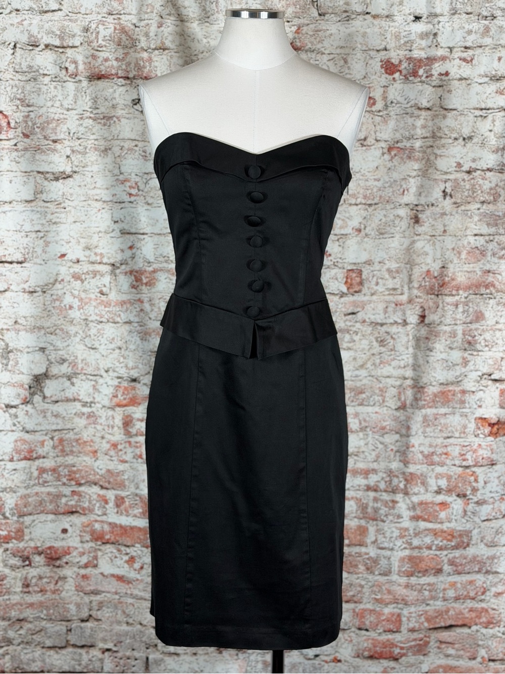 VTG Betsey Johnson Black Strapless Midi Dress Women’s Size 10